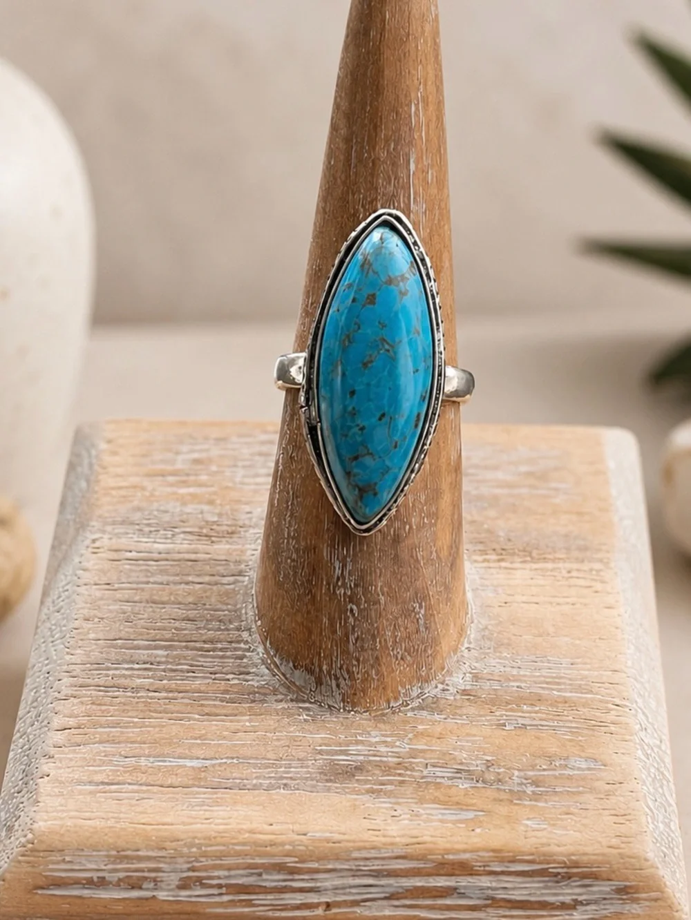 Southwestern Natural Turquoise 925 Silver Ring Sz 7